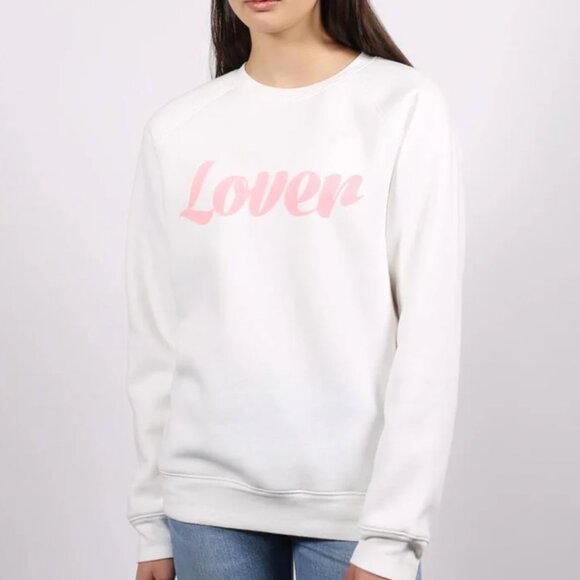 Like New Brunette the Label White/Pink Lover Crewneck Sweatshirt - Picture 1 of 5